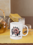 Kubek z różą i napisem Kiss from a Rose romantyczny prezent