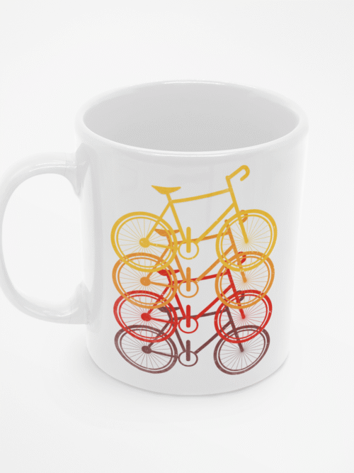 TL SUB MUG WH 0491 00 Kubek z rowerami w kolorze ombre minimalistyczny nadruk