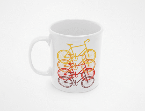 TL SUB MUG WH 0491 00 Kubek z rowerami w kolorze ombre minimalistyczny nadruk