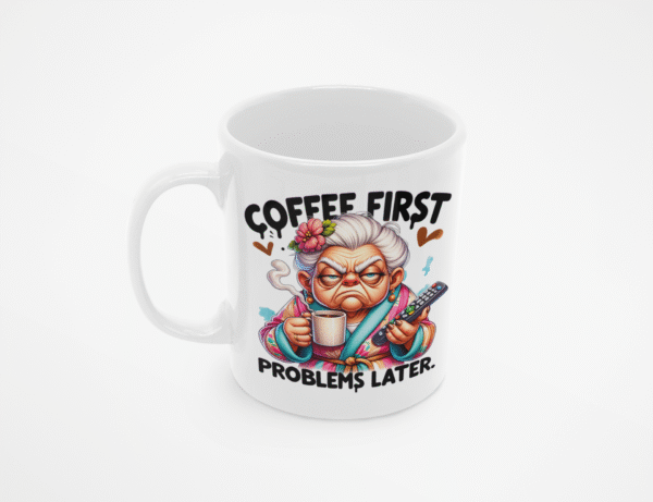 TL SUB MUG WH 0862 00 Kubek dla kawosza z humorem Coffee first. Problems later.