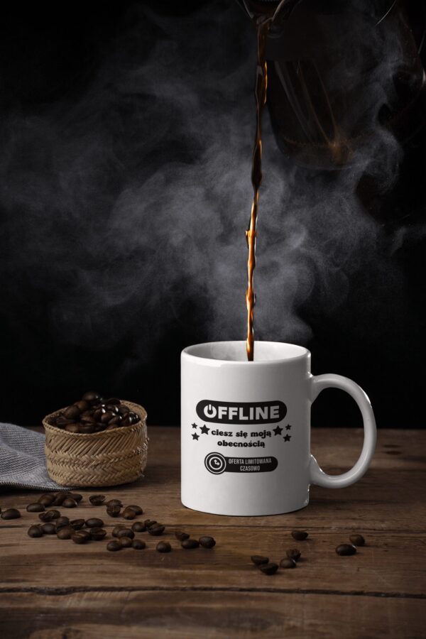 TL SUB MUG WH 1035BK 01 Kubek z nadrukiem Offline ciesz się moją obecnością