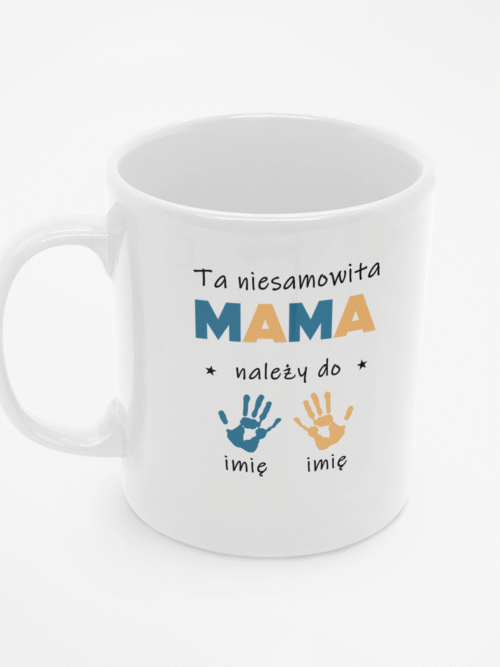 Biały Kubek na Dzień Matki Personalizowany kubek dla Mamy z imionami dzieci