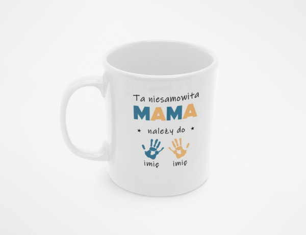 Biały Kubek na Dzień Matki Personalizowany kubek dla Mamy z imionami dzieci