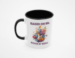 TL SUB MUG WHBK 0660 00 Rockowy kubek z gitarą i napisem Raised on 80s Rock N’ Roll