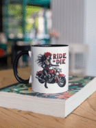Kubek Ride or Die z motocyklistką - Kobieca siła i styl