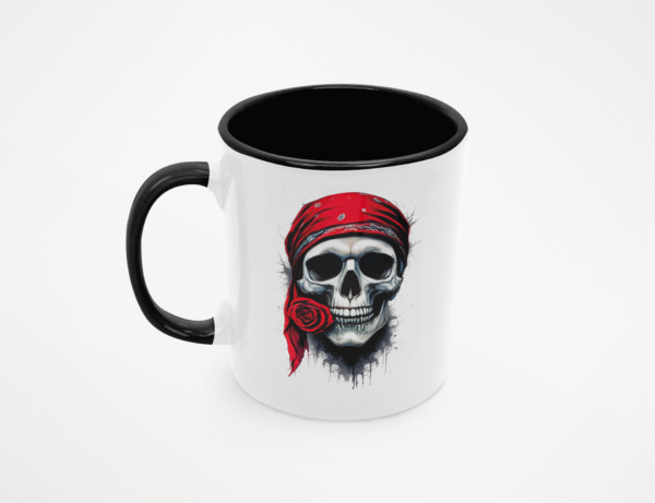 TL SUB MUG WHBK 0905 00 Kubek z Czaszką Pirata i Różą buntowniczy styl