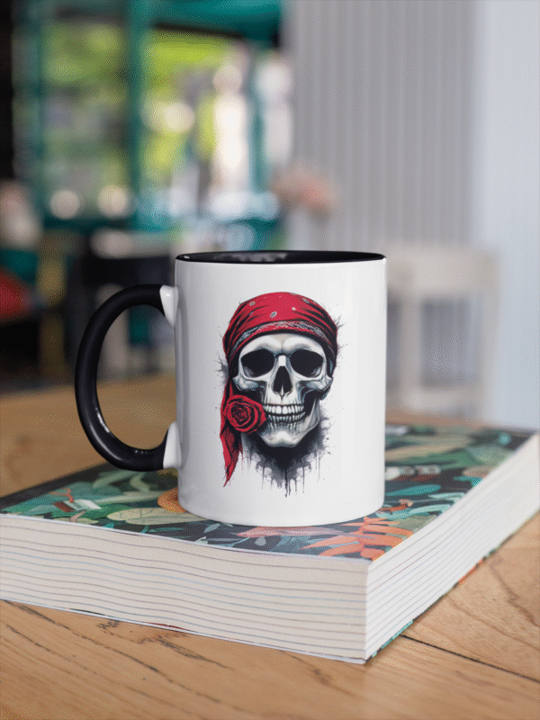 TL SUB MUG WHBK 0905 01 Kubek z Czaszką Pirata i Różą buntowniczy styl