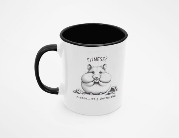 Zabawny kubek z napisem Fitness? Nieeee... wolę ciasteczka