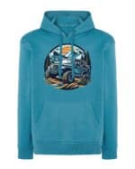 TL0360 Hoodie SIM Akwamaryna Bluza z kapturem z autem terenowym <br>Off-Road 4x4 Przygoda