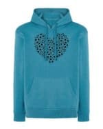 TL0366 Hoodie SIM Akwamaryna Bluza z kapturem Piłka nożna w sercu