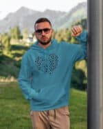 TL0366 Hoodie SIM Akwamaryna3 Bluza z kapturem Piłka nożna w sercu