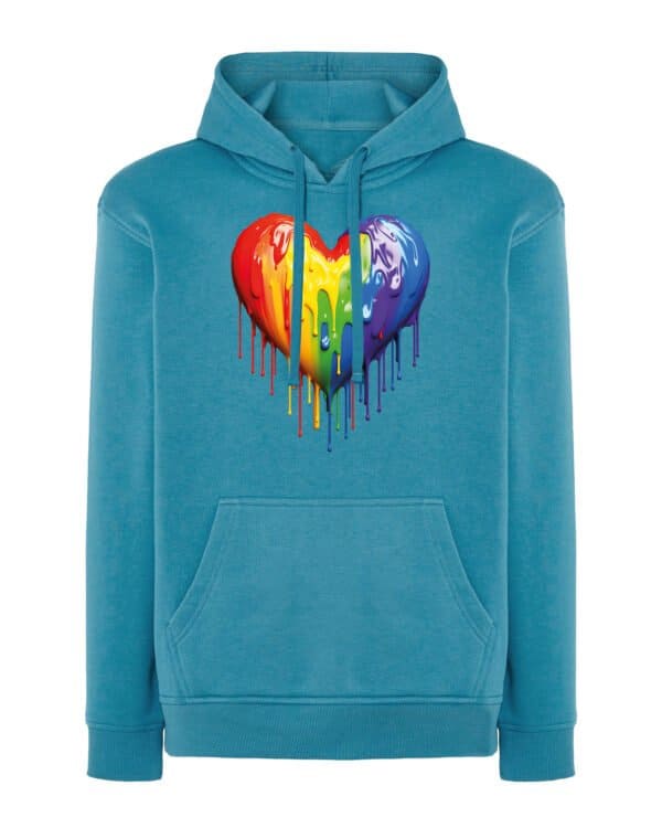 TL0368 Hoodie SIM Akwamaryna Bluza z kapturem Tęczowe serce