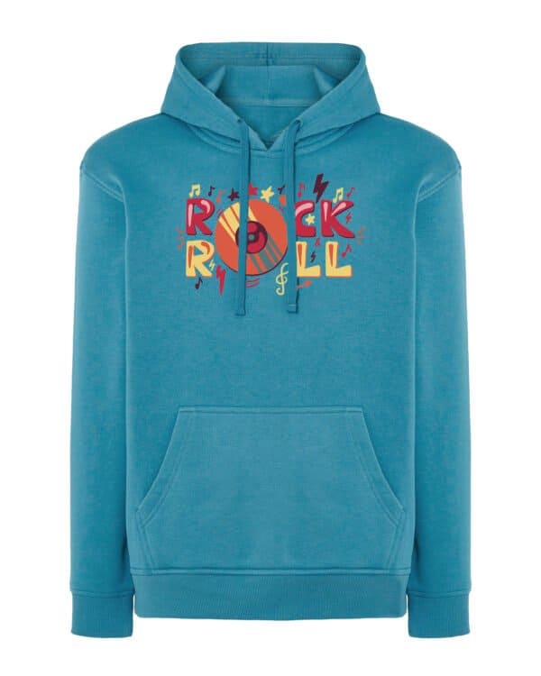 TL0537 Hoodie SIM Akwamaryna Bluza z kapturem Rock and Roll Płyta