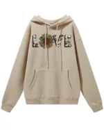 Bluza oversize z kapturem LOVE ze słonecznikiem