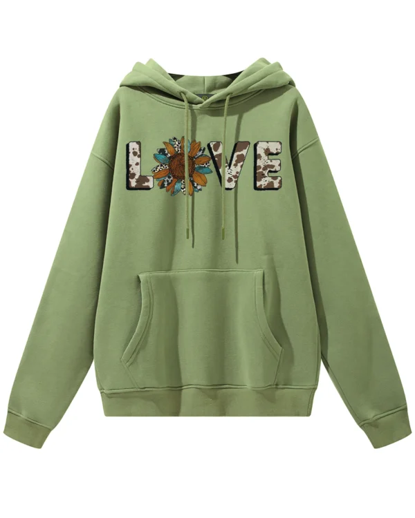 Bluza oversize z kapturem <br>LOVE ze słonecznikiem
