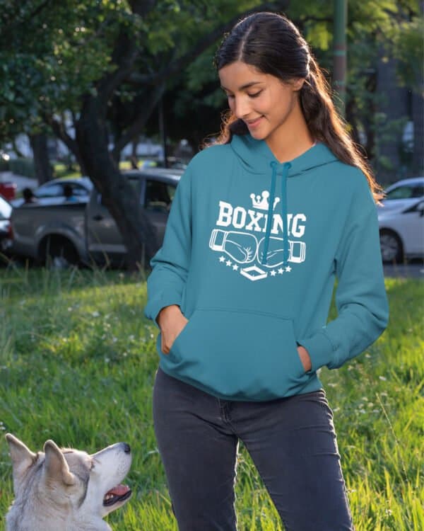 TL0972WH Hoodie SIM Akwamaryna2 Bluza z kapturem <br>Boks BOXING