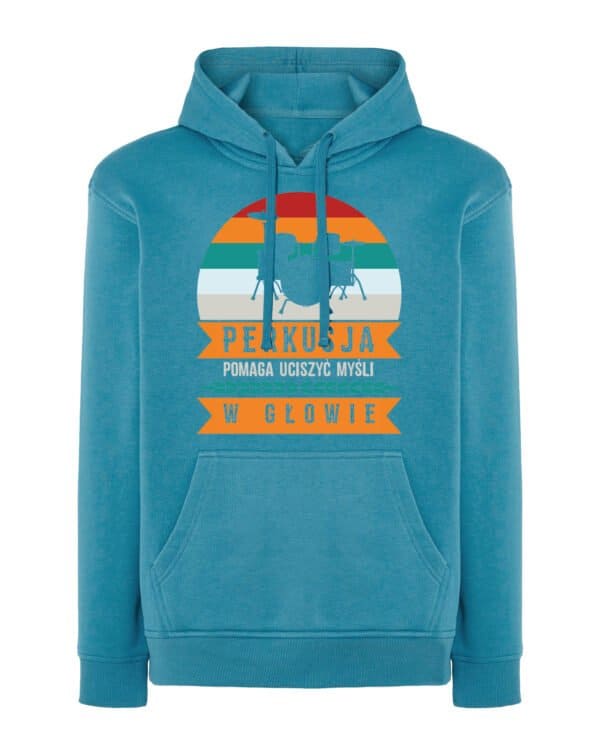 TL0980 Hoodie SIM Akwamaryna Bluza z kapturem <br>Perkusja pomaga uciszyć myśli