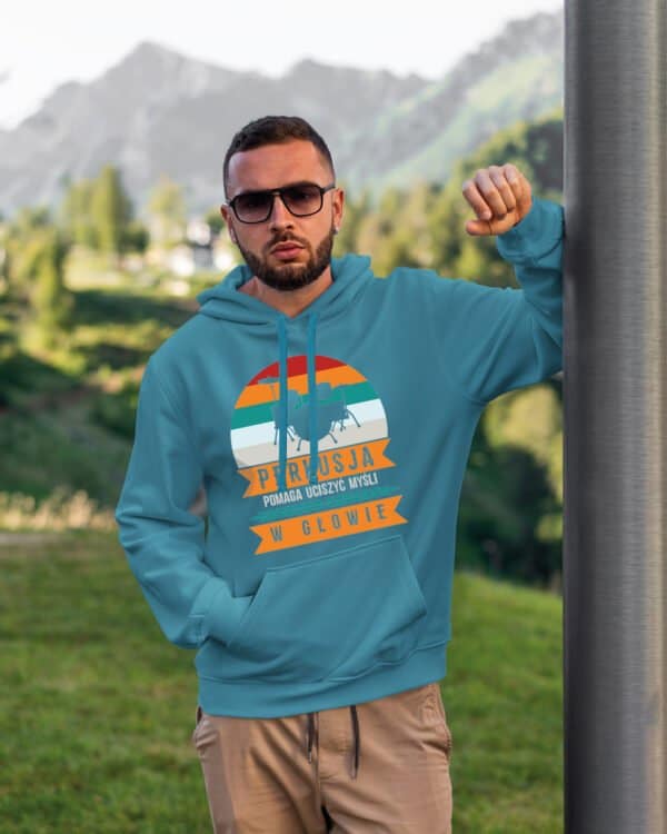 TL0980 Hoodie SIM Akwamaryna3 Bluza z kapturem <br>Perkusja pomaga uciszyć myśli