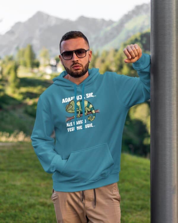 TL1075WH Hoodie SIM Akwamaryna3 Bluza z kapturem <br>Adaptuję się Kameleon