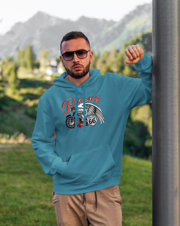 TL1146 Hoodie SIM Akwamaryna3 Bluza z kapturem <br>Z nadrukiem Route 66
