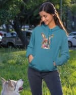 TL1147 Hoodie SIM Akwamaryna2 Bluza z kapturem <br>Zając z muszką Wielkanoc