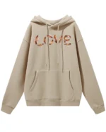 Bluza oversize z kapturem LOVE z motywem piór