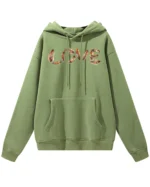 Bluza oversize z kapturem <br>LOVE z motywem piór