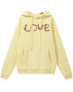 Bluza oversize z kapturem <br>LOVE z motywem piór
