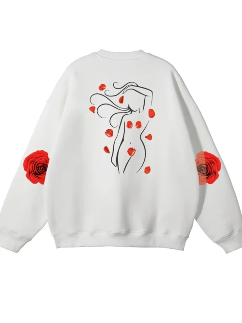Bluza oversize Artystyczny nadruk Kwiatowy akcent
