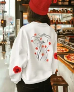 Bluza oversize <br>Artystyczny nadruk Kwiatowy akcent