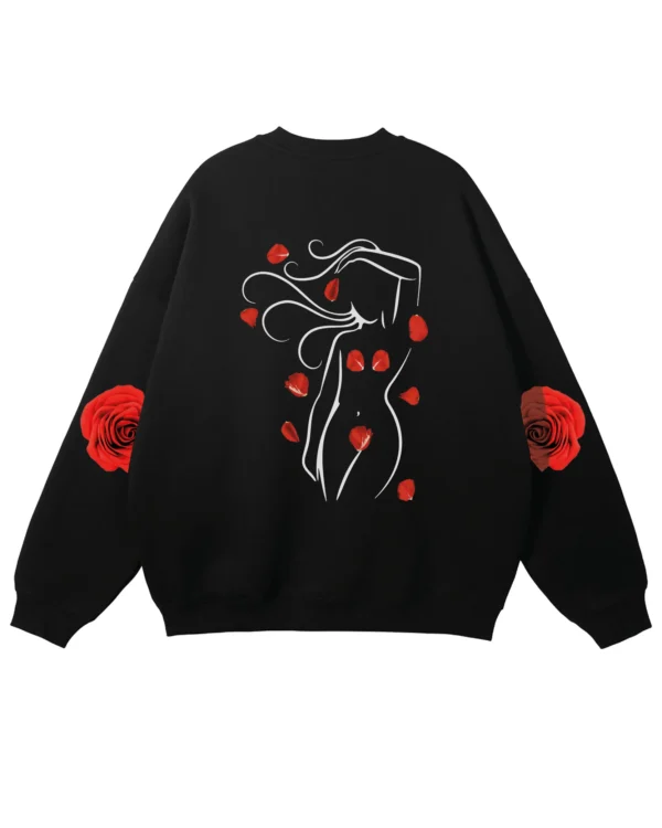 Bluza oversize <br>Artystyczny nadruk Kwiatowy akcent