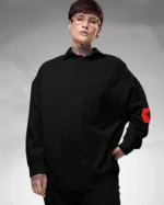 Bluza oversize <br>Artystyczny nadruk Kwiatowy akcent