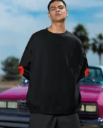 Bluza oversize <br>Artystyczny nadruk Kwiatowy akcent