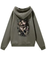 Bluza oversize z kapturem Dziewczyna z misiem - gotycki styl