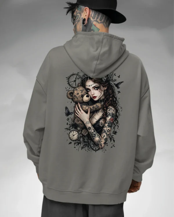 Bluza oversize z kapturem <br>Dziewczyna z misiem gotycki styl