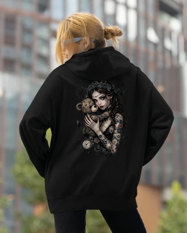 Bluza oversize z kapturem <br>Dziewczyna z misiem gotycki styl