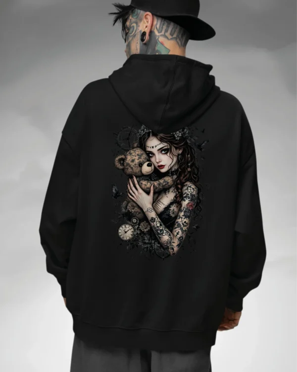 Bluza oversize z kapturem <br>Dziewczyna z misiem gotycki styl