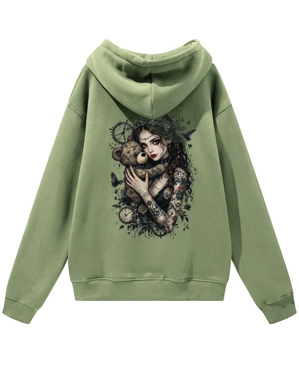 Bluza oversize z kapturem <br>Dziewczyna z misiem gotycki styl