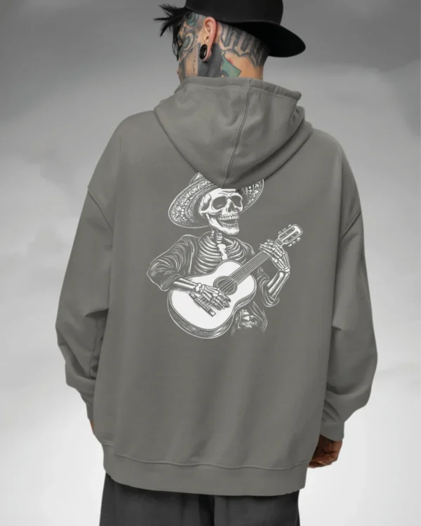 Bluza oversize z kapturem <br>Mariachi szkielet z gitarą