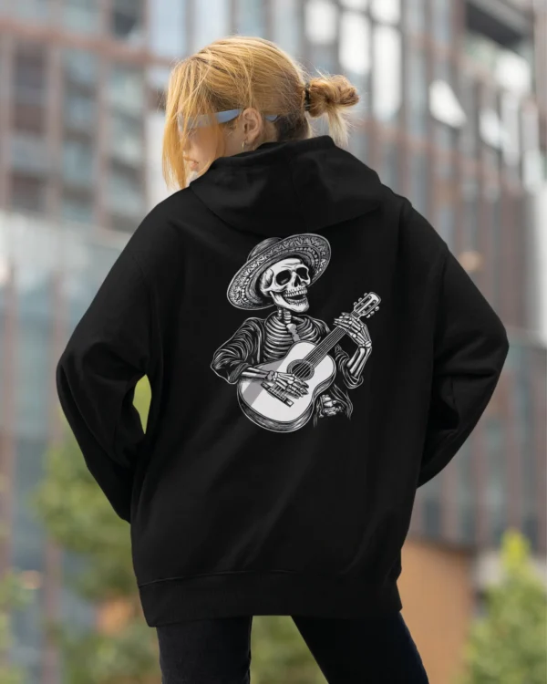 Bluza oversize z kapturem <br>Mariachi szkielet z gitarą