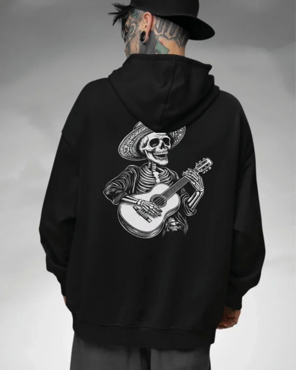 Bluza oversize z kapturem <br>Mariachi szkielet z gitarą