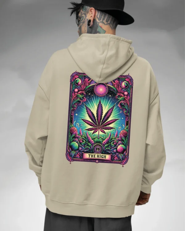 Bluza oversize z kapturem <br>Liść marihuany THE HIGH