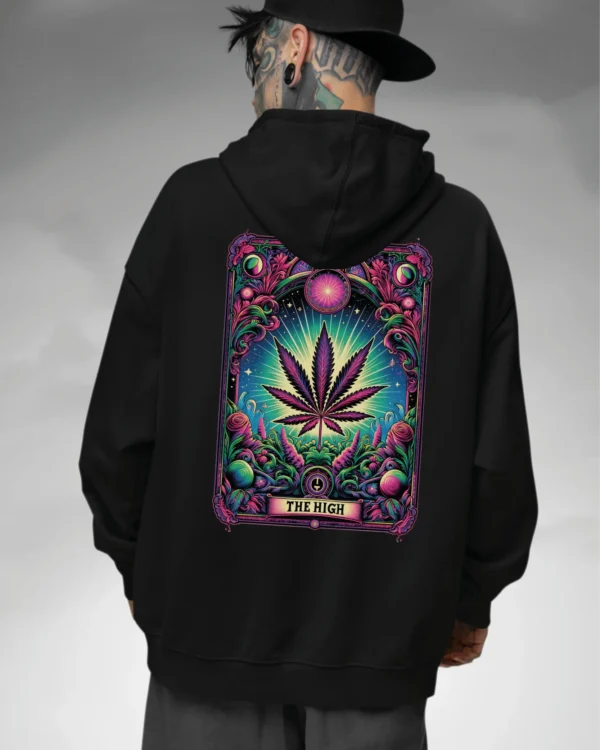 Bluza oversize z kapturem <br>Liść marihuany THE HIGH