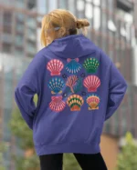 Bluza oversize z kapturem <br>Morski styl z muszelkami