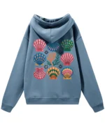 Bluza oversize z kapturem Morski styl z muszelkami
