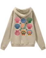 Bluza oversize z kapturem <br>Morski styl z muszelkami
