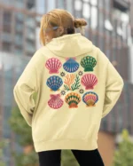 Bluza oversize z kapturem <br>Morski styl z muszelkami