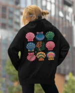 Bluza oversize z kapturem <br>Morski styl z muszelkami