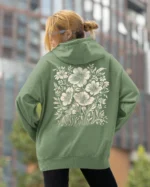Bluza oversize z kapturem <br>Motyw kwiatów natura i elegancja