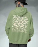 Bluza oversize z kapturem <br>Motyw kwiatów natura i elegancja